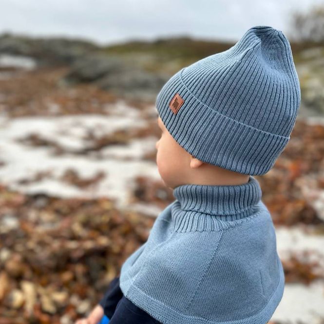 Hovedbilde Ullhals Shiba i merinoull, gråblå